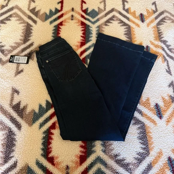 NWT 7 For All Mankind DOJO Blue Black Santiago Size 28 Flare Jeans - Picture 10 of 10